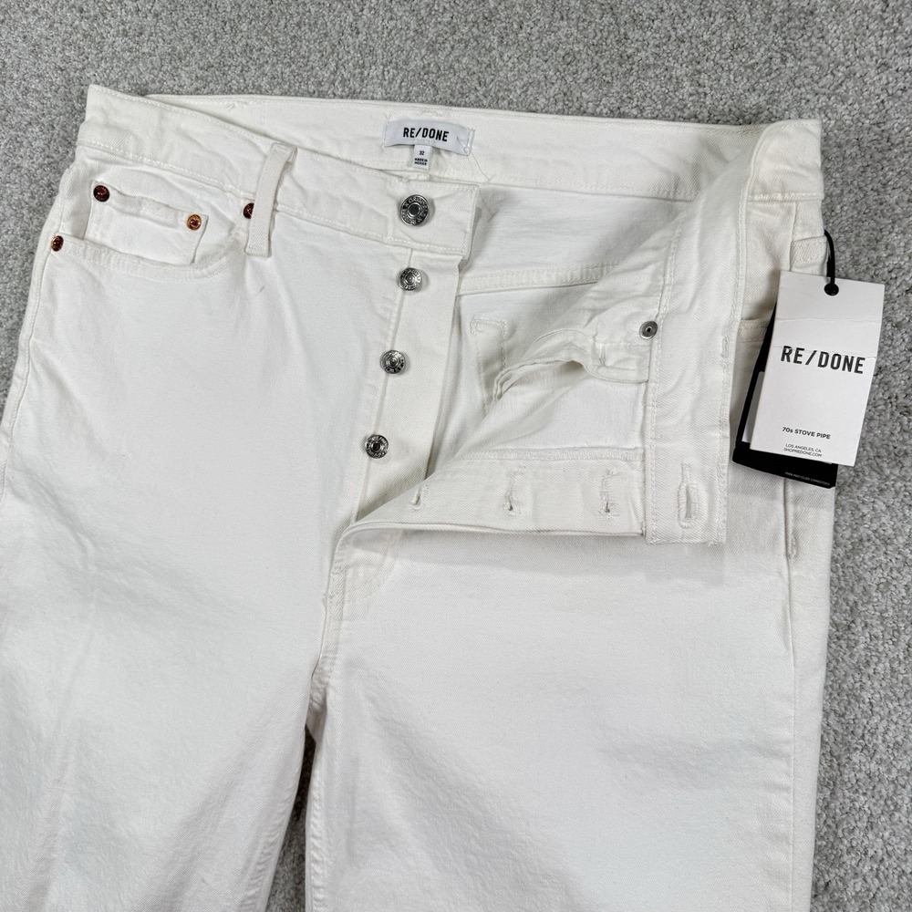 NEW RE/DONE Women's White 70s Cropped Stovepipe Pants Jeans Size 32
